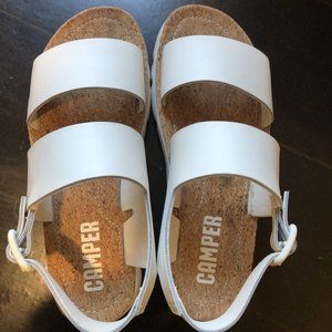 Camper  White leather and textile sandal